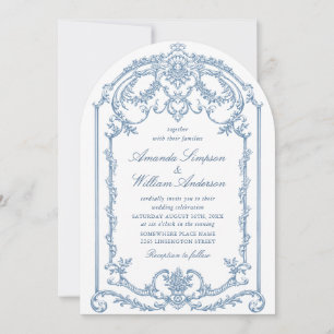 Viktorianische Verzierte Grace Floral Dusty Blue W Einladung