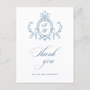 Viktorianische Verzierte Grace Floral Dusty Blue W Postkarte