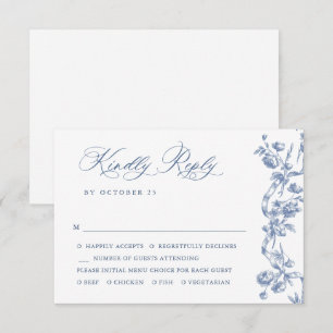 Viktorianische Verzierte Grace Floral Dusty Blue W RSVP Karte