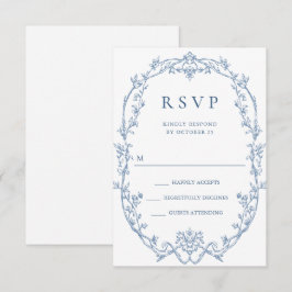Viktorianische Verzierte Grace Floral Dusty Blue W RSVP Karte