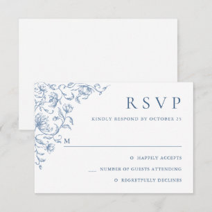 Viktorianische Verzierte Grace Floral Dusty Blue W RSVP Karte