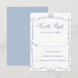 Viktorianische Verzierte Grace Floral Dusty Blue W RSVP Karte