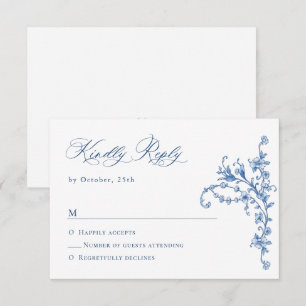 Viktorianische Verzierte Grace Floral Dusty Blue W RSVP Karte