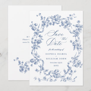 Viktorianische Verzierte Grace Floral Dusty Blue W Save The Date