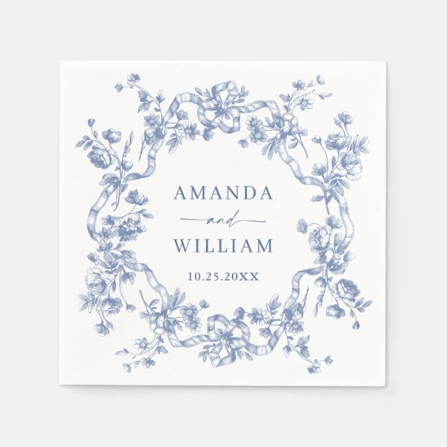 Viktorianische Verzierte Grace Floral Dusty Blue W Serviette (Vorderseite)