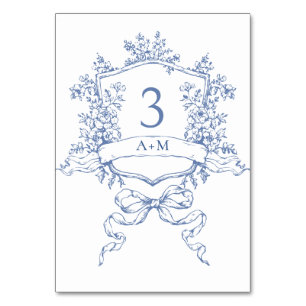 Viktorianische Verzierte Grace Floral Dusty Blue W Tischnummer
