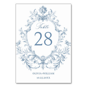 Viktorianische Verzierte Grace Floral Dusty Blue W Tischnummer