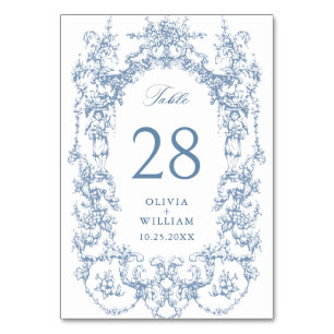 Viktorianische Verzierte Grace Floral Dusty Blue W Tischnummer