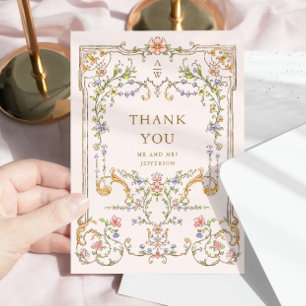 Viktorianische Verzierte Grace Floral Frame Weddin Dankeskarte