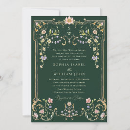 Viktorianische Verzierte Grace Floral Frame Weddin Einladung
