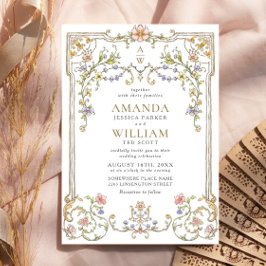 Viktorianische Verzierte Grace Floral Frame Weddin Einladung