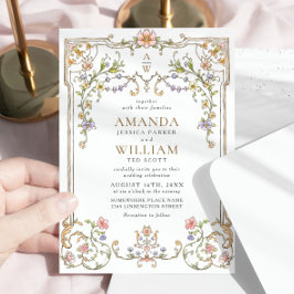 Viktorianische Verzierte Grace Floral Frame Weddin Einladung