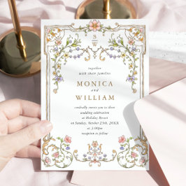 Viktorianische Verzierte Grace Floral Frame Weddin Einladung