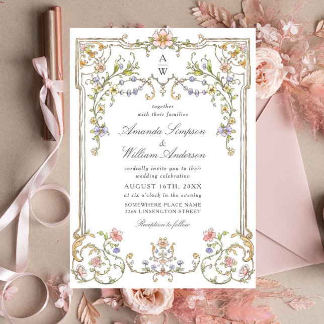 Viktorianische Verzierte Grace Floral Frame Weddin Einladung (Von Creator hochgeladen)