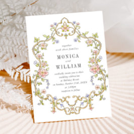 Viktorianische Verzierte Grace Floral Frame Weddin Einladung