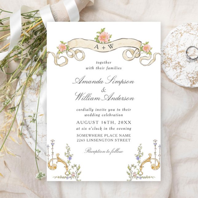 Viktorianische Verzierte Grace Floral Frame Weddin Einladung (Von Creator hochgeladen)