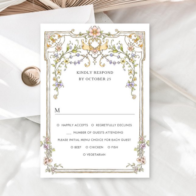 Viktorianische Verzierte Grace Floral Frame Weddin RSVP Karte (Von Creator hochgeladen)