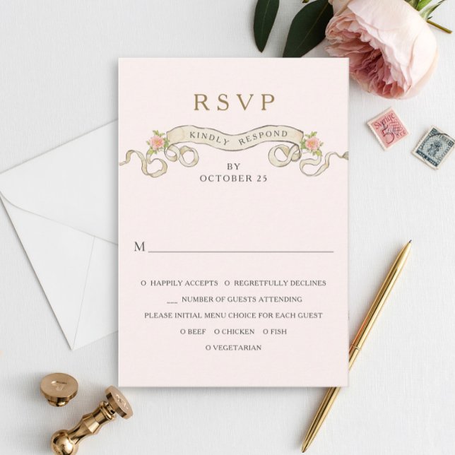 Viktorianische Verzierte Grace Floral Frame Weddin RSVP Karte (Von Creator hochgeladen)