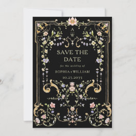 Viktorianische Verzierte Grace Floral Frame Weddin Save The Date