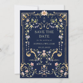 Viktorianische Verzierte Grace Floral Frame Weddin Save The Date
