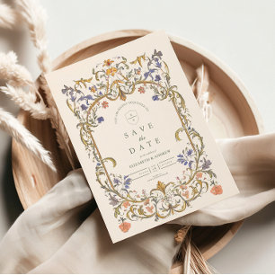 Viktorianische Verzierte Grace Floral Frame Weddin Save The Date