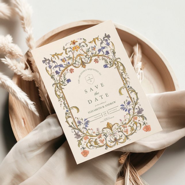 Viktorianische Verzierte Grace Floral Frame Weddin Save The Date (Von Creator hochgeladen)