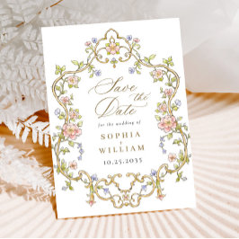 Viktorianische Verzierte Grace Floral Frame Weddin Save The Date