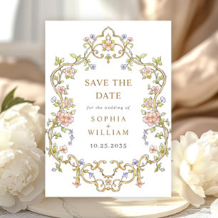 Viktorianische Verzierte Grace Floral Frame Weddin Save The Date