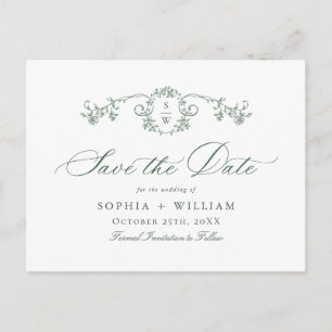 Viktorianische Verzierte Grace Floral Green Save t Postkarte