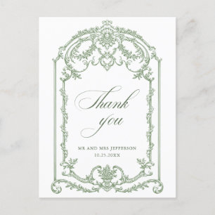 Viktorianische Verzierte Grace Floral Sage Grüne H Postkarte