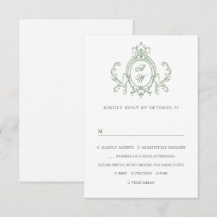 Viktorianische Verzierte Grace Floral Sage Grüne H RSVP Karte