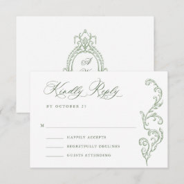 Viktorianische Verzierte Grace Floral Sage Grüne H RSVP Karte