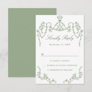 Viktorianische Verzierte Grace Floral Sage Grüne H RSVP Karte