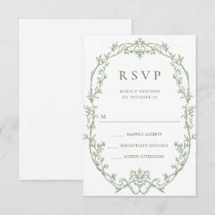 Viktorianische Verzierte Grace Floral Sage Grüne H RSVP Karte
