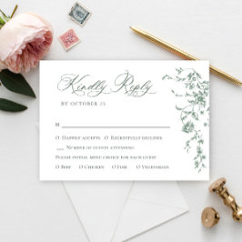 Viktorianische Verzierte Grace Floral Sage Grüne H RSVP Karte