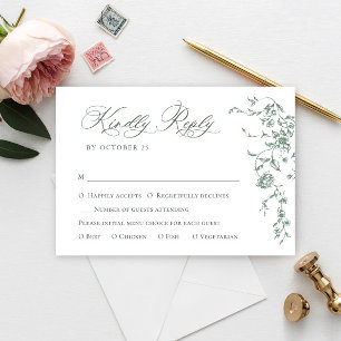 Viktorianische Verzierte Grace Floral Sage Grüne H RSVP Karte