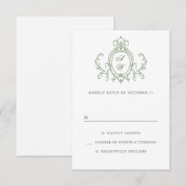 Viktorianische Verzierte Grace Floral Sage Grüne H RSVP Karte