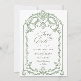 Viktorianische Verzierte Grace Floral Sage Grüne H Save The Date