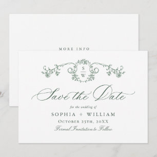 Viktorianische Verzierte Grace Floral Sage Grüne H Save The Date