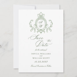 Viktorianische Verzierte Grace Floral Sage Grüne H Save The Date