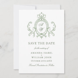 Viktorianische Verzierte Grace Floral Sage Grüne H Save The Date