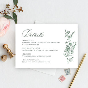 Viktorianische Verzierte Grace Floral Sage Hochzei Begleitkarte