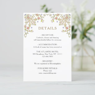 Viktorianische Verzierte Grace Floral Wedding Deta Begleitkarte