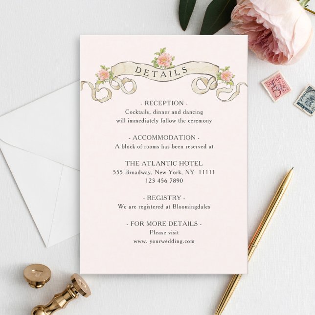 Viktorianische Verzierte Grace Floral Wedding Deta Begleitkarte (Von Creator hochgeladen)