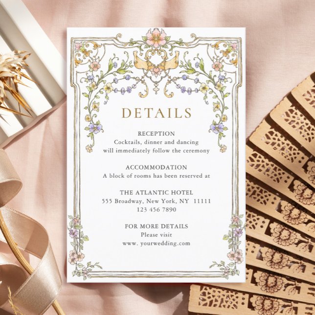 Viktorianische Verzierte Grace Floral Wedding Deta Begleitkarte (Von Creator hochgeladen)
