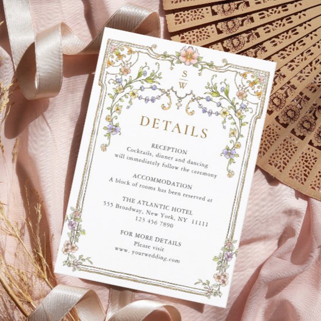 Viktorianische Verzierte Grace Floral Wedding Deta Begleitkarte (Von Creator hochgeladen)