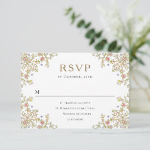 Viktorianische Verzierte Grace Floral Wedding RSVP Karte