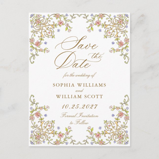 Viktorianische Verzierte Grace Hochzeit speichern  Postkarte (Vorderseite)