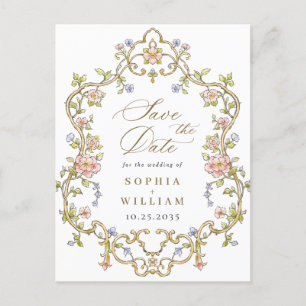 Viktorianische Verzierte Grace Hochzeit speichern Postkarte