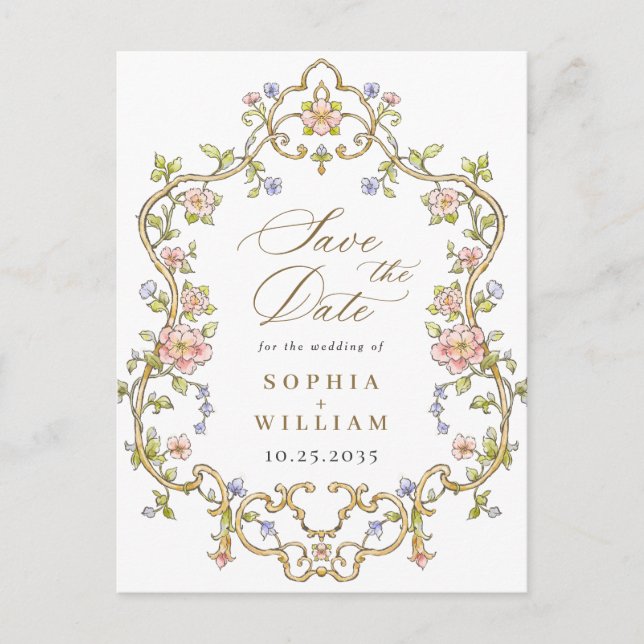 Viktorianische Verzierte Grace Hochzeit speichern  Postkarte (Vorderseite)